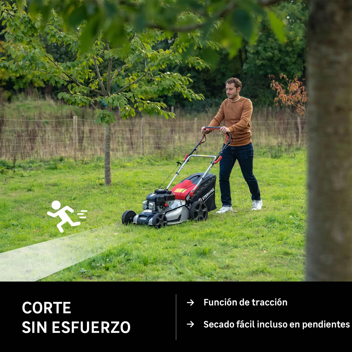 Cortacésped de gasolina 149cc STERWINS PLM1-46Z150.6 | Multialquiler Levante Valencia