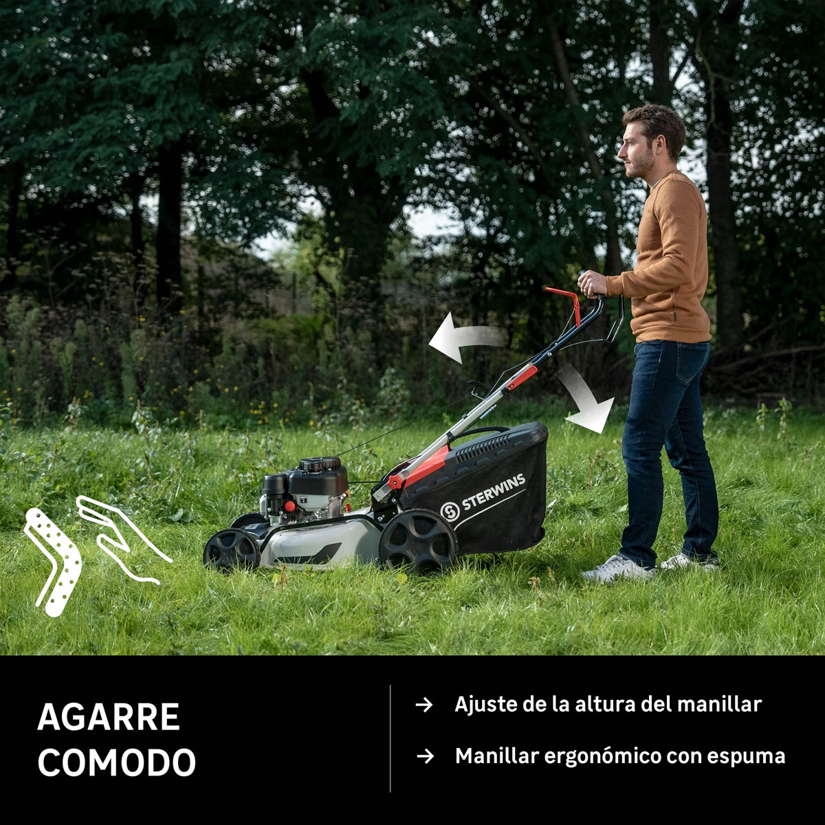 Cortacésped de gasolina 149cc STERWINS PLM1-46Z150.6 | Multialquiler Levante Valencia
