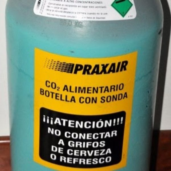 Botella de 12 kg de CO₂ alimentario con sonda especial para escarchadores de copas