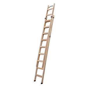 Escalera de madera extensible Arizona con patas regulables de 12 peldaños | Multialquiler Levante Valencia