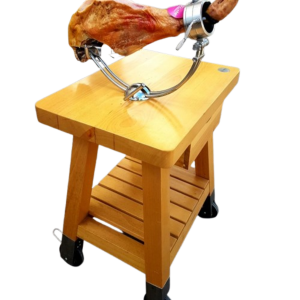 Jamonero Afinox con mesa de madera y ruedas