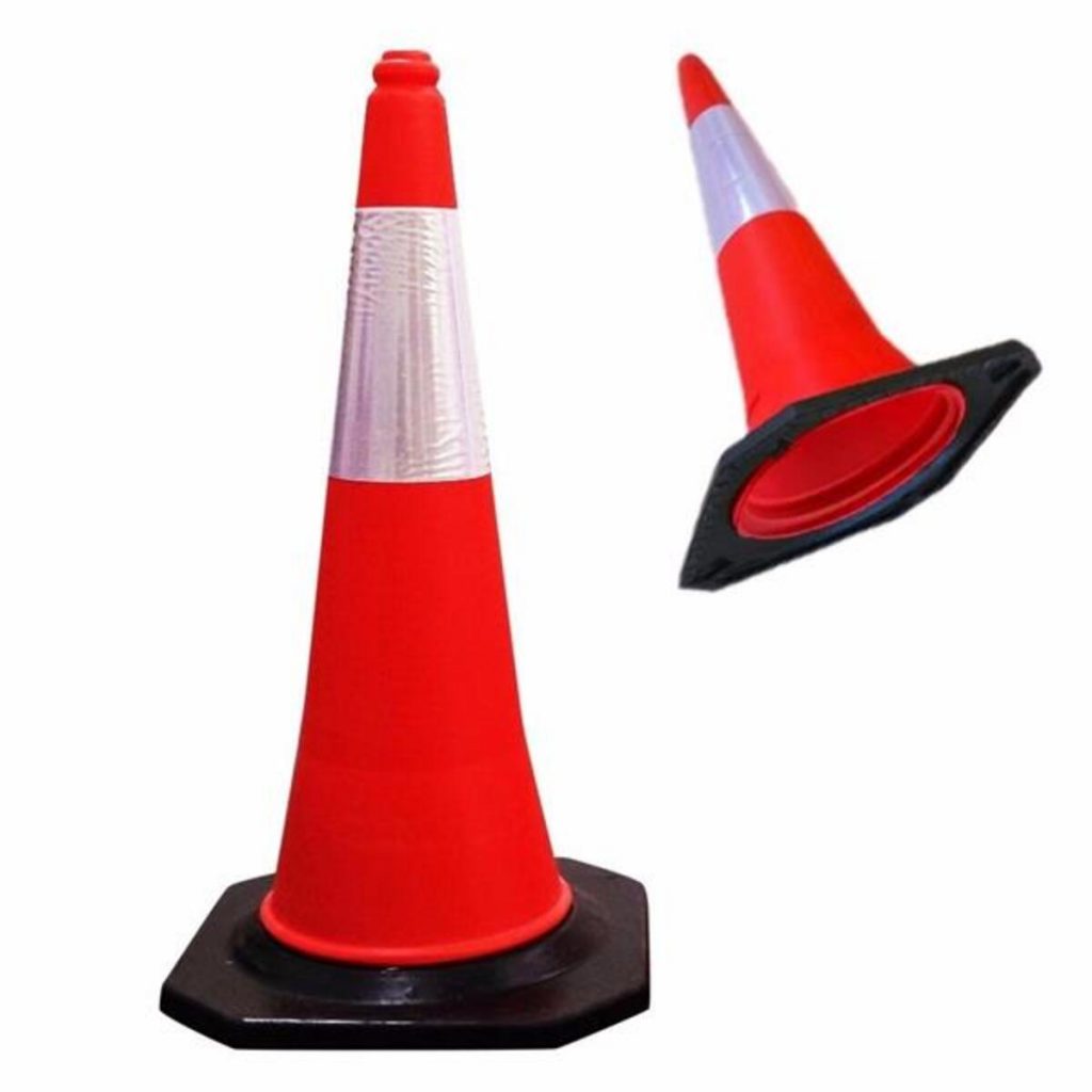 Cono de señalización de 75 cm con base de caucho