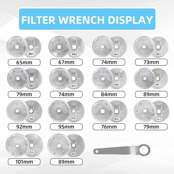 Juego de tazas de llave para filtro de aceite KATSU de 15 piezas