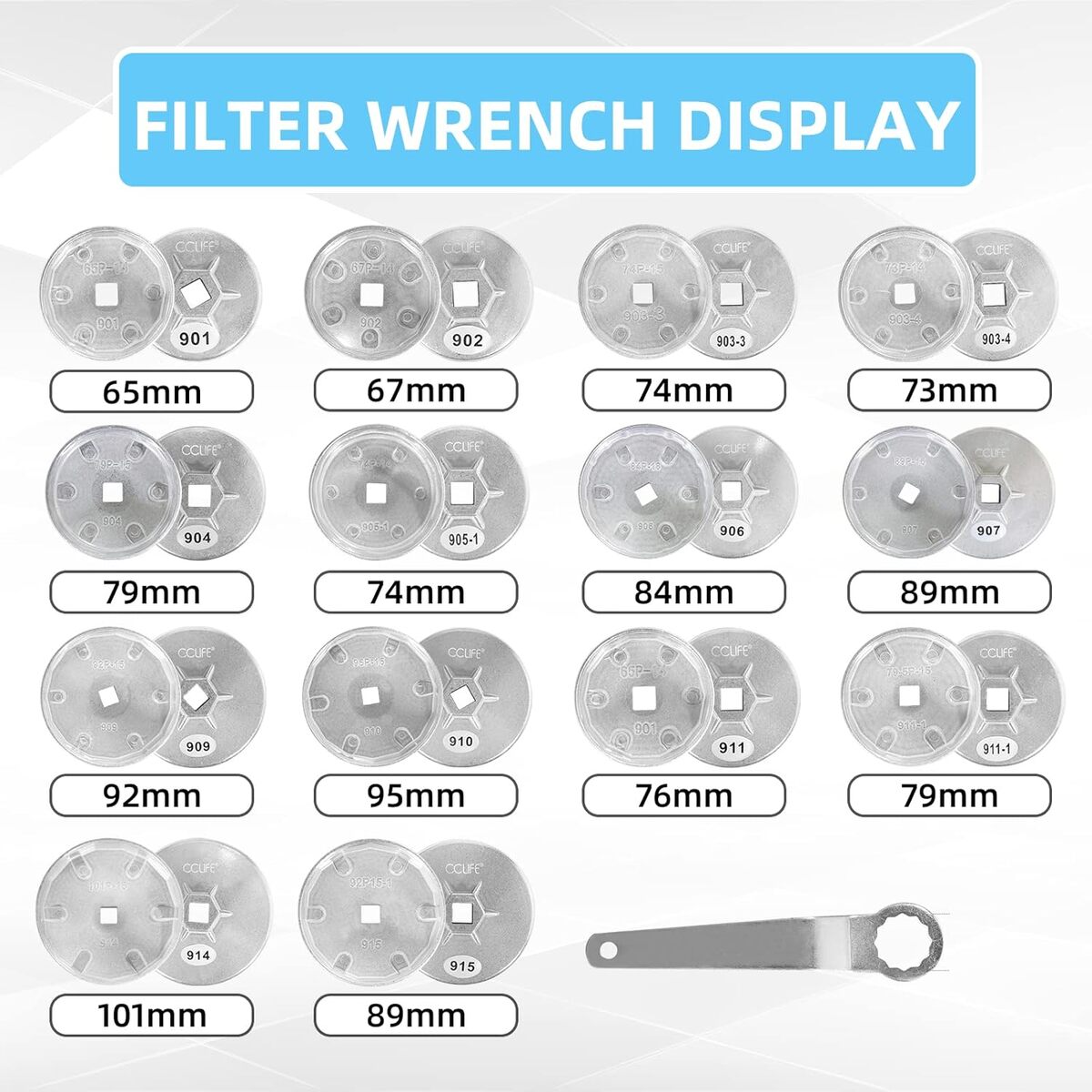 Juego de tazas de llave para filtro de aceite KATSU de 15 piezas: imagen 4