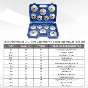 Juego de tazas de llave para filtro de aceite KATSU de 15 piezas: imagen 3