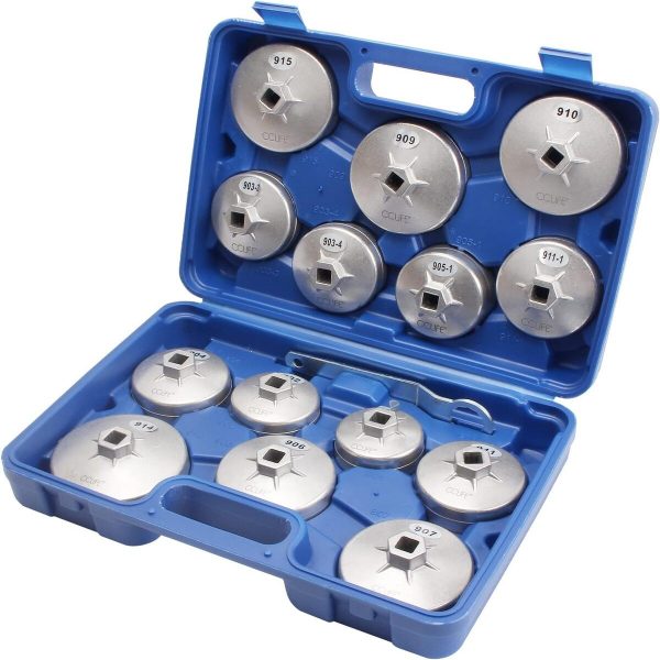 Juego de tazas de llave para filtro de aceite KATSU de 15 piezas